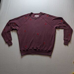 THE GREAT. Heart Embroidered College Sweatshirt Size 0